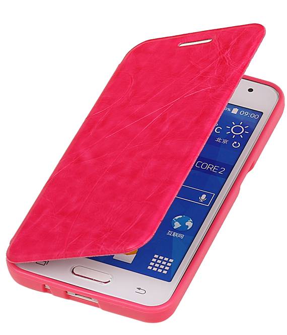 Caso Tipo EasyBook para Galaxy Core II G355H rosa