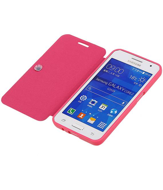 Caso Tipo EasyBook para Galaxy Core II G355H rosa