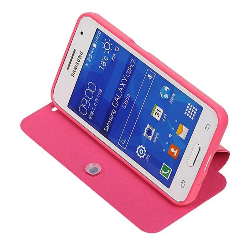 EasyBook Type Taske til Galaxy Core II G355H Pink