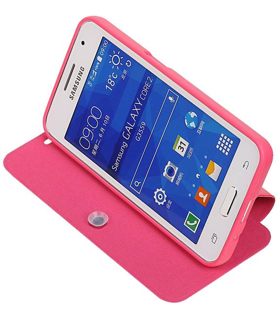 Caso Tipo EasyBook para Galaxy Core II G355H rosa