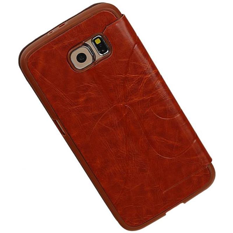 EasyBook Type Taske til Galaxy S6 G920F Brun