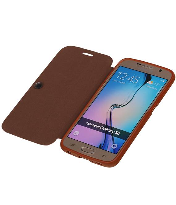 Easy Booktype hoesje voor Galaxy S6 G920F Bruin