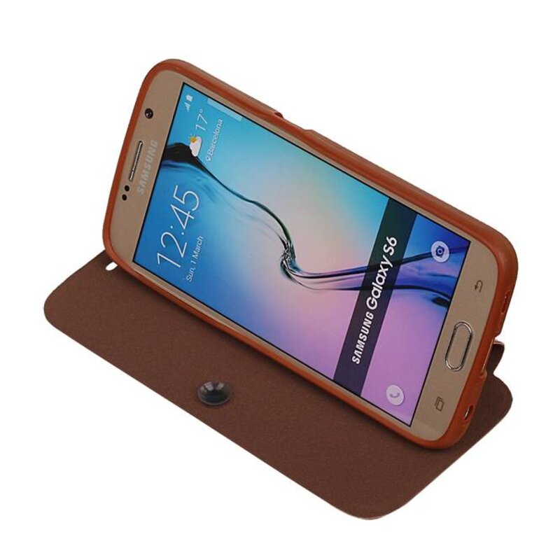 EasyBook Type Taske til Galaxy S6 G920F Brun