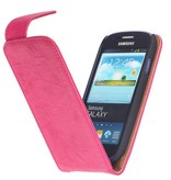 Washed Leer Classic Hoes voor Galaxy S4 i9500 Roze