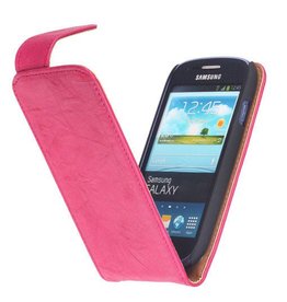 Funda de cuero clásico lavada para i9500 Galaxy S4 rosa