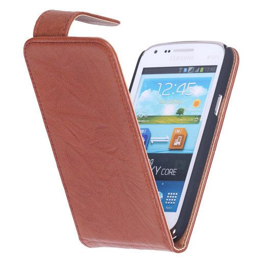 Washed Leer Classic Hoes voor Galaxy S4 i9500 Bruin