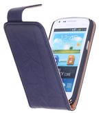 Washed Leer Classic Hoes voor Galaxy S4 i9500 D.Blauw