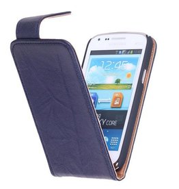 Vasket Classic Læder taske til Galaxy S4 i9500 d.blauw