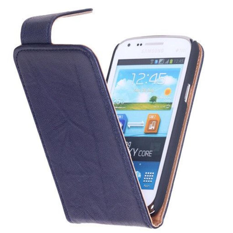 Washed Leer Classic Hoes voor Galaxy S4 i9500 D.Blauw