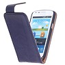 Washed Leer Classic Hoes voor Galaxy S4 i9500 D.Blauw