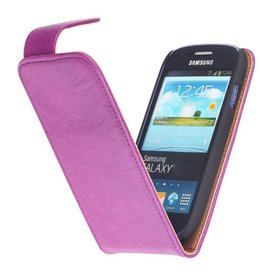 Washed Leer Classic Hoes voor Galaxy S3 i9300 Paars