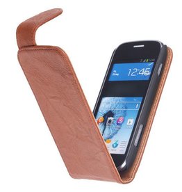 Funda de cuero clásico lavado durante Galaxy Core i8260 Brown