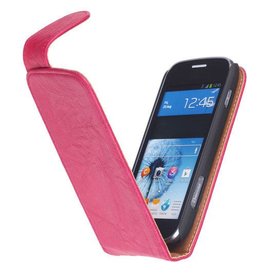 Vasket Classic Læder Taske til Galaxy S Duos S7562 Pink