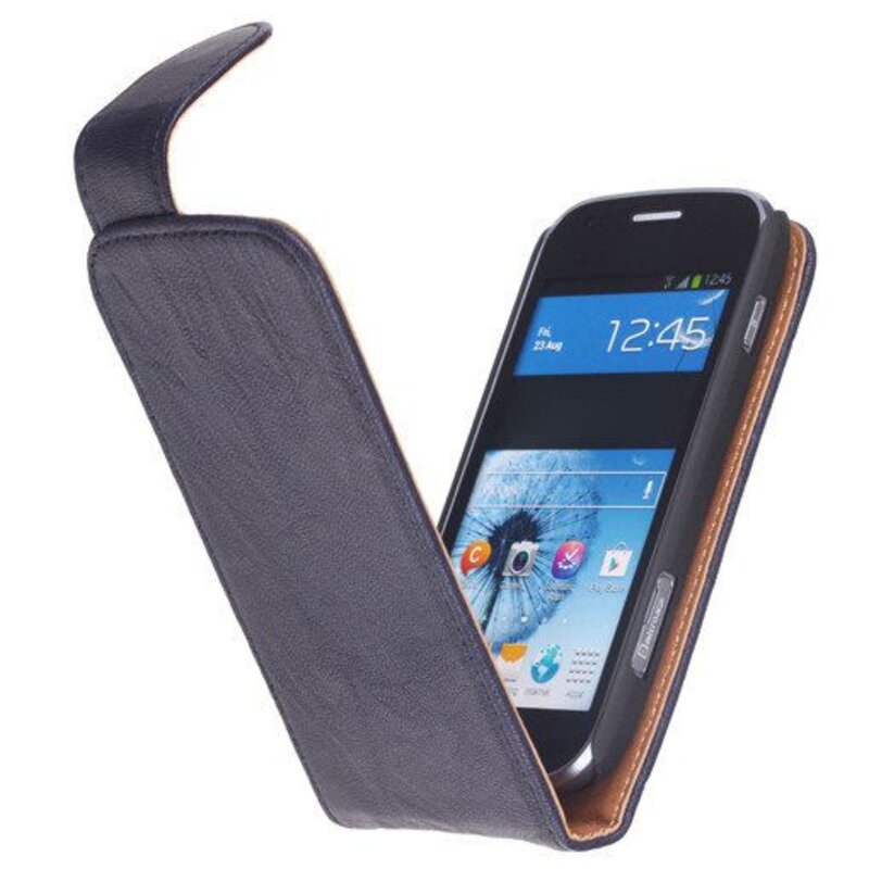 Washed Leer Classic Hoes voor Galaxy S Duos S7562 D.Blauw