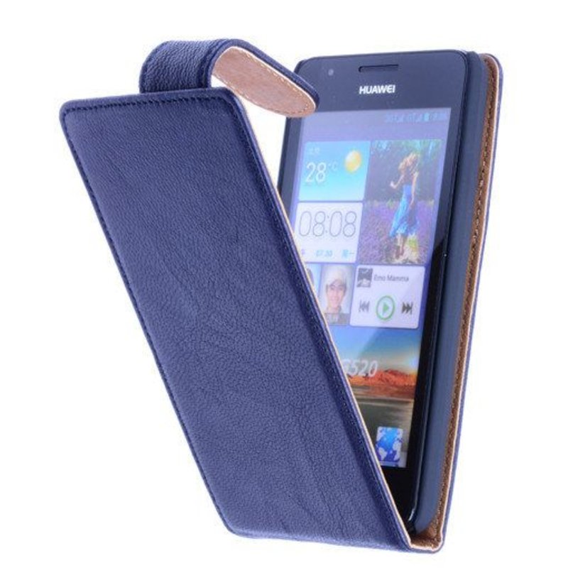 Washed Leer Classic Hoes voor HTC One M8 Donker Blauw
