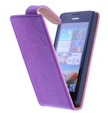 Washed Leer Classic Hoes voor Nokia Lumia 620 Paars