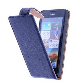 Washed Leer Classic Hoes voor Sony Xperia Z1 Donker Blauw
