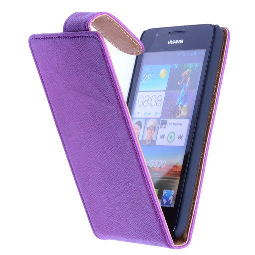 Funda clásica de cuero lavado para Huawei Ascend Y300 Purple