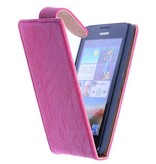 Washed Leer Classic Hoes voor Huawei Ascend G525 Roze