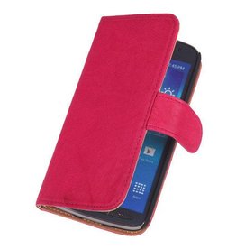 Vasket Læder Book Style Taske til Huawei Ascend Y320 Pink