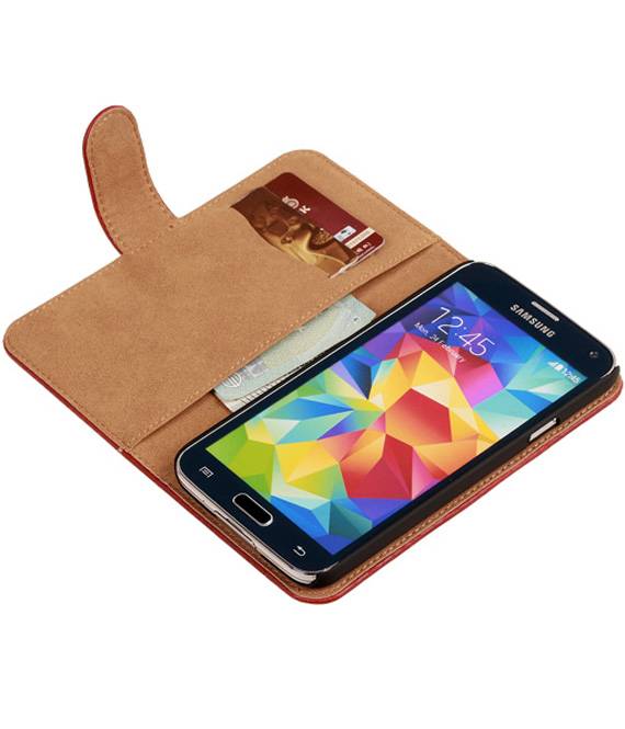 Galaxy S5 Bark Bookstyle Hoes voor Galaxy S5 G900F Rood