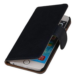 Gewaschenem Leder-Buch-Art-Fall für iPhone 6 Plus Dark Blue