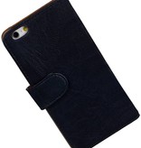 Gewaschenem Leder-Buch-Art-Fall für iPhone 6 Plus Dark Blue