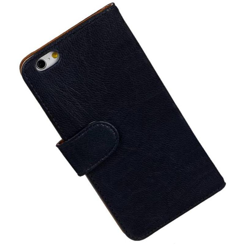 Washed Leather Bookstyle Case for iPhone 6 Plus Dark Blue