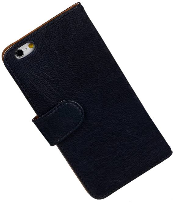 Gewaschenem Leder-Buch-Art-Fall für iPhone 6 Plus Dark Blue
