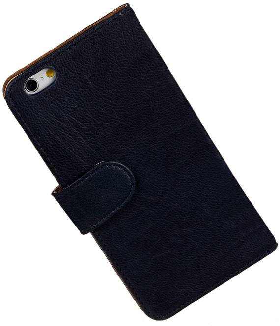 Washed Leather Bookstyle Case for iPhone 6 Plus Dark Blue