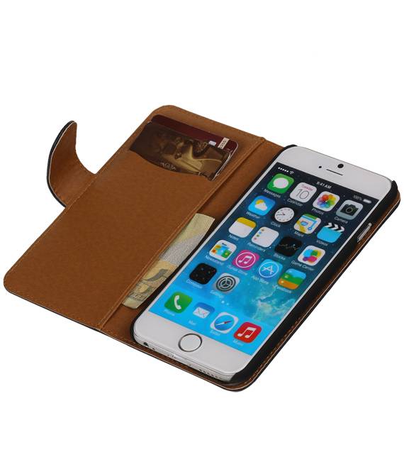 Washed Leather Bookstyle Case for iPhone 6 Plus Dark Blue