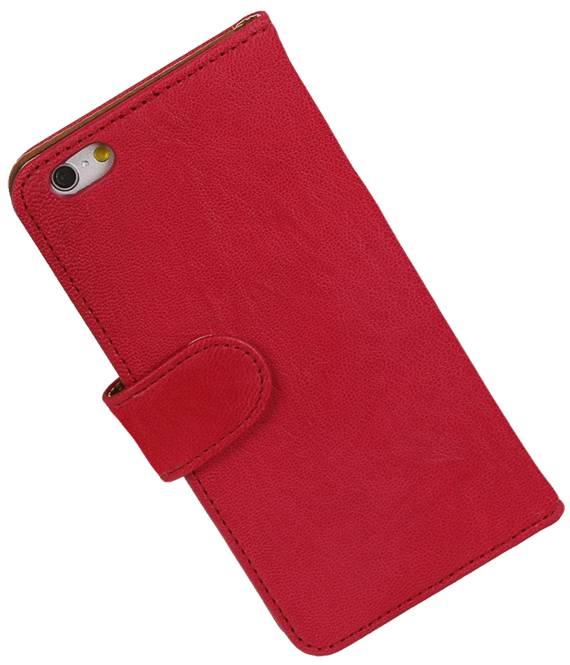 Washed Leer Bookstyle Hoes voor iPhone 6 Plus Roze