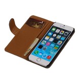 Vasket Læder Book Style Taske til iPhone 6 Plus Sort