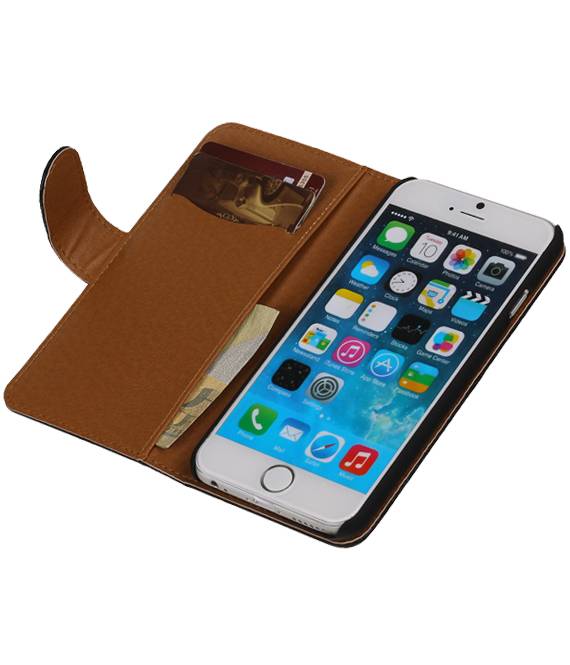 Washed Leather Bookstyle Case for iPhone 6 Plus Black