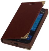 TPU Map Book Type Case for Galaxy J1 J100F Brown
