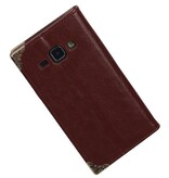 Kort Bog type TPU Taske til Galaxy J1 J100F Brown