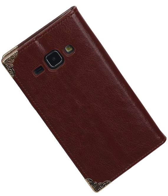 TPU Map Book Type Case for Galaxy J1 J100F Brown