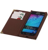 Carte Case Type de livre TPU pour Galaxy J1 J100F Brown