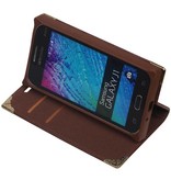 Carte Case Type de livre TPU pour Galaxy J1 J100F Brown