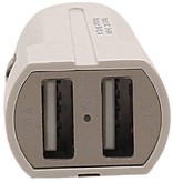 USAMS2 mini USB Biloplader 2port 2.1 En hvid