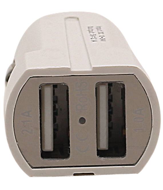 USAMS2 mini USB Biloplader 2port 2.1 En hvid