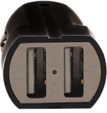 USAMS2 USB mini Autolader 2port 2.1 A Zwart