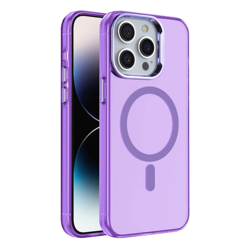 Estuche Rígido De Color De Moda Magnético IMD Para iPhone 12 Pro Max Púrpura