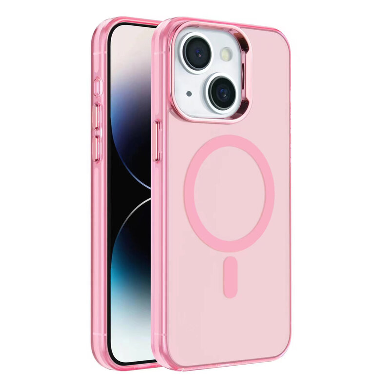 IMD Magnetic Fashion Color Hard Case for iPhone 15 Pink