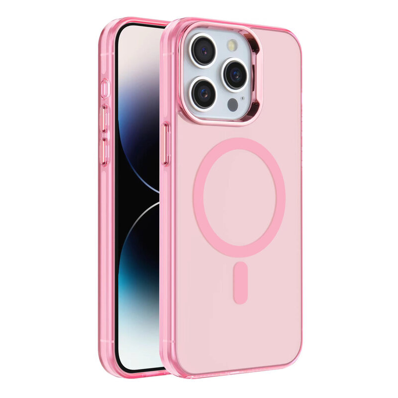 IMD Magnetic Fashion Color Hard Case voor iPhone 15 Pro Roze