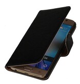 Vasket Læder Book Style Taske til Galaxy A3 Sort