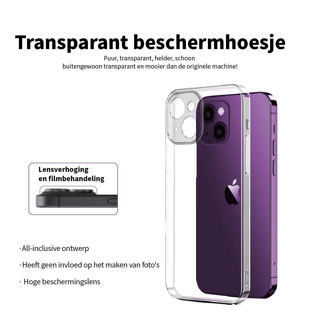 Funda transparente antiamarilleamiento para iPhone 16