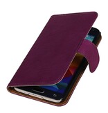 Washed Leather Bookstyle Case for Galaxy S5 mini G800F Purple