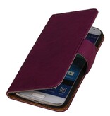 Washed Leather Bookstyle Case for Galaxy S4 i9500 Purple