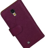 Washed Leather Bookstyle Case for Galaxy S4 i9500 Purple